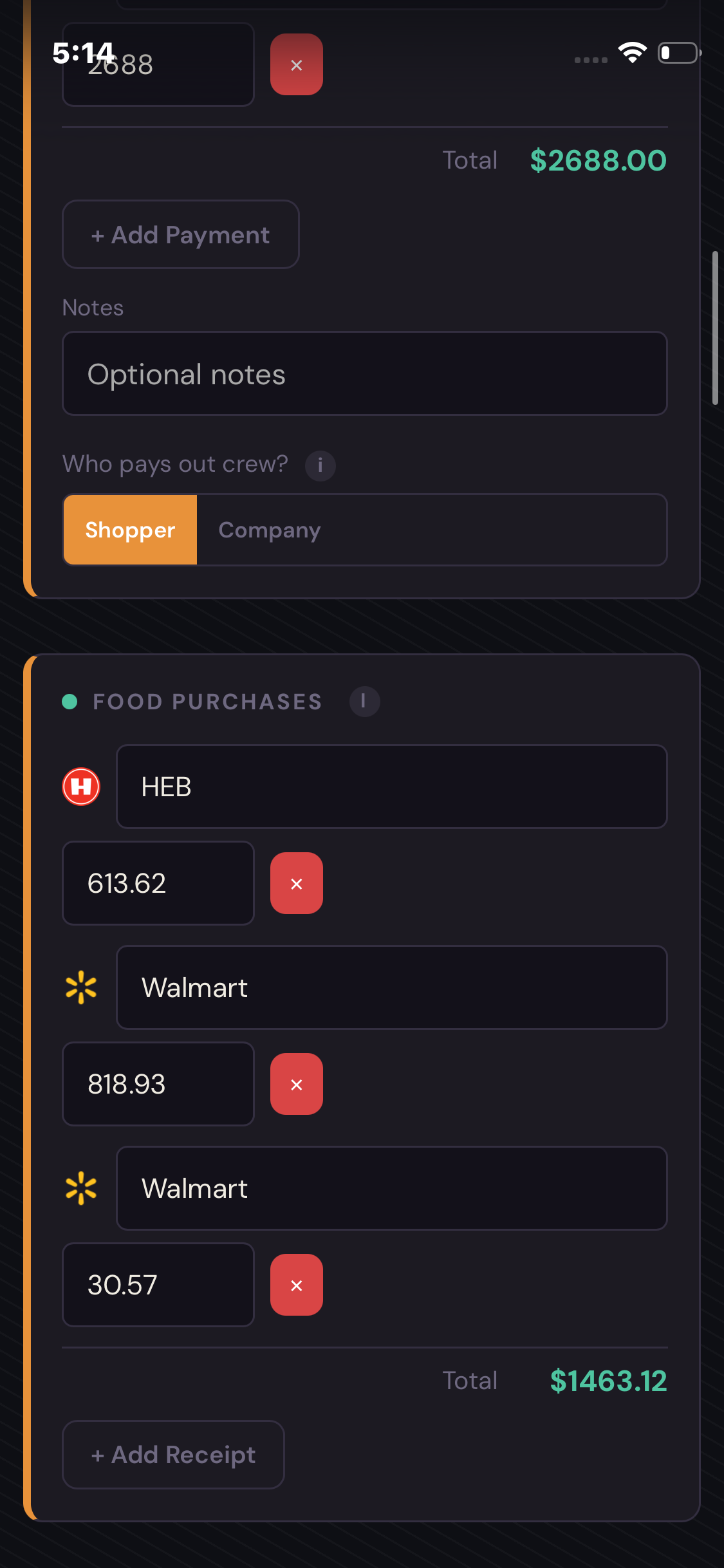 Food Purchases